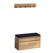 FUNZI LIVING Boby entrébänk och klädhängare - w. förvaring - svart och ekfärgad melamin (set med 2)