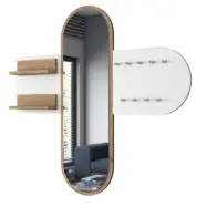FUNZI LIVING P3 entrémöbelset, med spegel, 9 krokar och 2 hyllor - vit och brun melamin