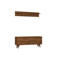 FUNZI LIVING Rupa entrémöbel, med hatthylla och skåp - valnötsfärgad melamin