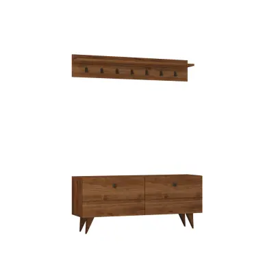 FUNZI LIVING Rupa entrémöbel, med hatthylla och skåp - valnötsfärgad melamin