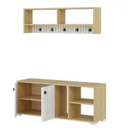 FUNZI LIVING Sarandon entrémöbel, med hatthylla och skoskåp - vit och safirgrön melamin