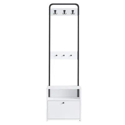 FUNZI LIVING Tina hallmöbelset, med 3 krokar, 1 dörr och 1 hyllplan - vit melamin