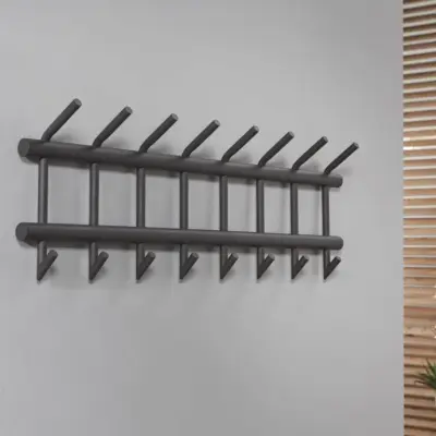 FURBO klädhängare, w. 8 dubbla krokar - antracitgrått stål