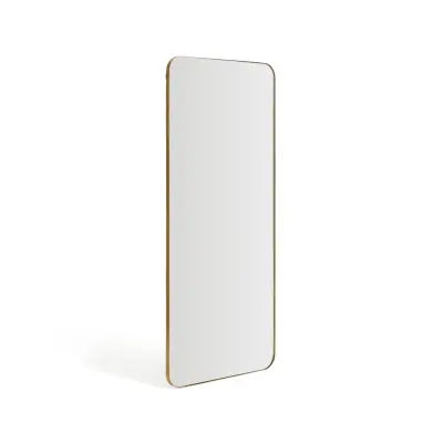 KAVE HOME Marco väggspegel, rektangulär - spegelglas och guldfärgad metall (80x180)