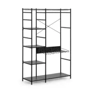 KAVE HOME Stort Skåp med Hyllor och Krokar - Svart Melamin och Stål (120 x 182 cm)