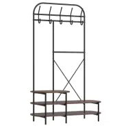 NORDLYS Lester garderobsställ, w. 5 krokar och 3 hyllor - brunt trä och metall (H:165)