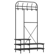 NORDLYS Lester garderobsställ, w. 5 krokar och 3 hyllor - svart trä och metall (H:165)