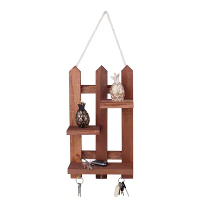 NORDVÄRK 213-Ka entréhylla m. nyckelkrokar - valnötsfärgat trä