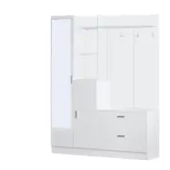 NORDVÄRK DD5 entréset, w. 3 krokar, spegel, 2 dörrar, 2 lådor, hyllor - vit melamin