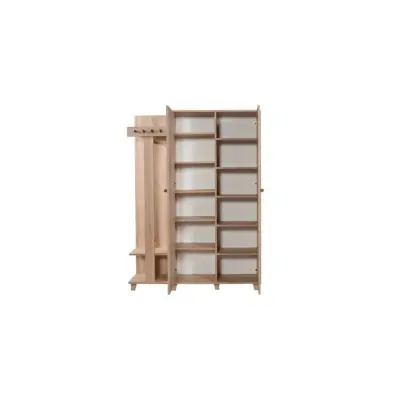 NORDVÄRK Garmanto entréset, w. 4 krokar, 2 luckor med mönster, 11 hyllplan - naturlig melamin och bok