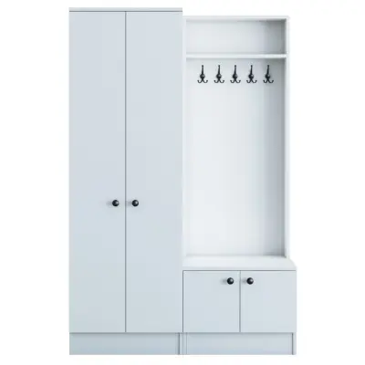 NORDVÄRK M11 entréset, w. 5 krokar, 4 dörrar, 8 hyllor - vit melamin