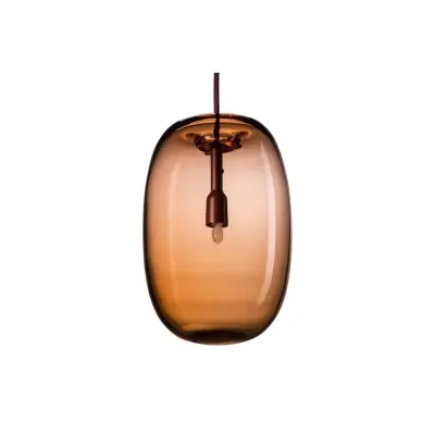 Pebble Långsträckt takpendel, oxblod/glas 16cm