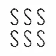 ROON &amp; RAHN Moodrack S-krokar - svart st&aring;l, f&ouml;rpackning om 6 st.