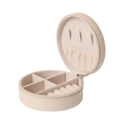 Smyckesskrin Jackie rund beige