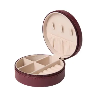 Smyckesskrin Jackie rund burgundy
