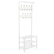 SONGMICS 187 cm högt hallträd i metall, hallorganisation, klädhängare med 3 hyllor, gräddfärgad HSR04W