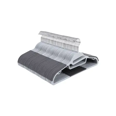 SONGMICS Set med 50 plastgalgar, galgar med U-formadöppning, halkfria, platsbesparande, 0,5 cm tjocka, 41,5 cm långa, 360° roterbar krok, ljus- och mörkgrå CRP41G-50