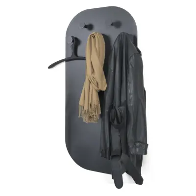 SPINDER DESIGN Espen Klädhängare, med 5 Krokar och Magnetisk Platta - Svart Stål (55 x 115 cm)