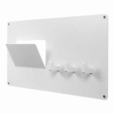 SPINDER DESIGN rektangulär Leatherman klädhängare, med 3 krokar - vitt stål