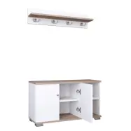 VCM NORDIC Gados L klädhängare och skåp, w. 2 dörrar och 2 hyllor - vitt och naturligt trä