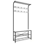 VCM NORDIC Taliro garderobsställ, w. hatthylla, 10 krokar, 2 hyllplan, sits - vit/svart metall