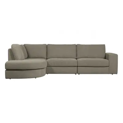 VTWONEN Familjehörnsoffa, rundad vänster - varmgrå polyester