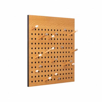 WE DO WOOD Scoreboard fyrkantig klädhängare, w. 18 krokar - naturlig ekfanér och trä