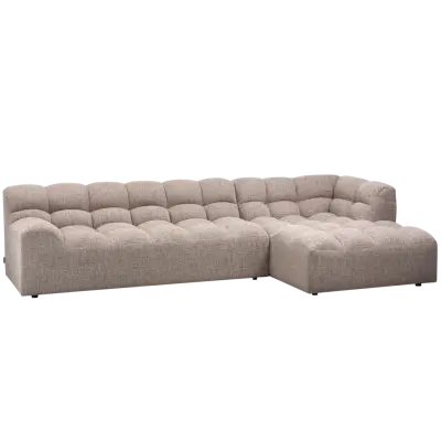 WOOOD Allure soffa, med schäslong höger - brunmelerad vävd tyg