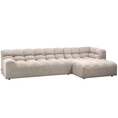 WOOOD Allure soffa, med schäslong höger - naturmelerat vävt tyg
