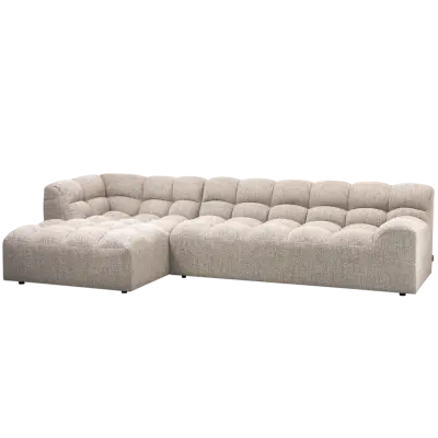 WOOOD Allure soffa, med vänster schäslong - naturmelerat vävt tyg