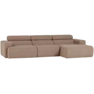 WOOOD Novi soffa, w. höger schäslong, justerbart nackstöd - taupe bouclé-tyg