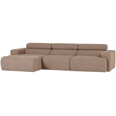 WOOOD Novi soffa, w. vänster schäslong, justerbart nackstöd - taupe bouclé-tyg
