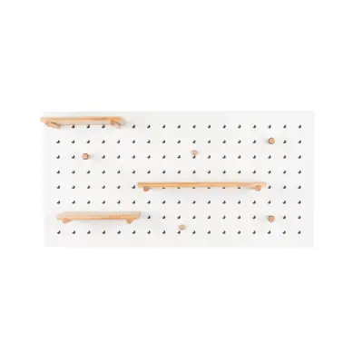 ZUIVER Bundy Pegboard organiser - vitt järn och bambu trä
