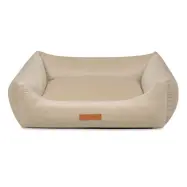 ANIMOOD Alex hundsäng, rektangulär - beige sammetstyg (66x79)