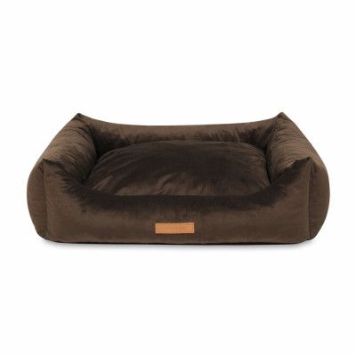 ANIMOOD Alex hundsäng, rektangulär - brunt sammetstyg (69x90)