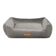 ANIMOOD Alex hundsäng, rektangulär - grå sammetstyg (66x79)