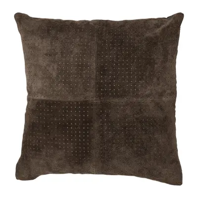 BLOOMINGVILLE kudde - brun mocka, fyrkantig