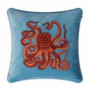Chhatwal&Jonsson Embroidered Octopus kuddfodral 50x50 cm Heaven blue-orange-rose