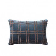 Chhatwal&Jonsson Tattersall kuddfodral sea blue/cognac, 60x40 cm