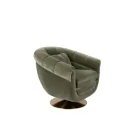 DUTCHBONE Member snurrstol, med armstöd - olivgrön polyester/bomull och metall i mässing