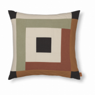 Ferm Living Border patchwork kuddfodral 50x50 cm Dark sage-red brown