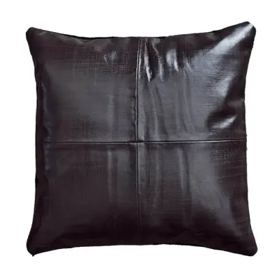 FUHRHOME Rabatterad handgjord kudde, mörkbrunt läder