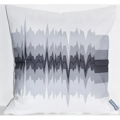 Kuddfodral heart-beat 50x50 cm, vit/grå/svart