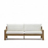 KAVE HOME Forcanera 3-personers soffa, m. vit kudde - brun teak
