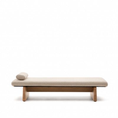 KAVE HOME Topaz divan, m. kudde - beige chenille och naturlig ask (200x80)