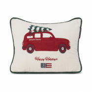 Lexington Holiday Car Organic Cotton Velvet kudde 30x40 cm White-red multi