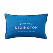 Lexington Logo Embroidered Linen/Cotton kudde 30x50 cm Blue