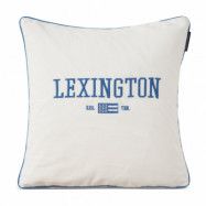 Lexington Logo Organic Cotton Twill kuddfodral 50x50 cm Vit-blå