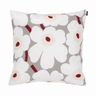 Marimekko Pieni Unikko kuddfodral 50x50 cm L. grey-white-d. red-yellow