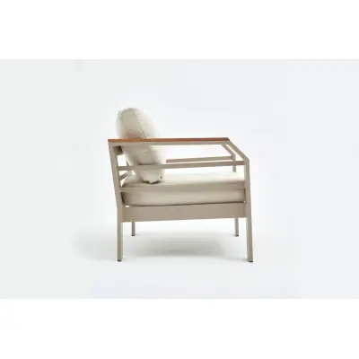 NORDVÄRK Assento utomhusloungeset, w. 2 stolar, 1 soffa, 1 bord, beige kuddar - beige aluminium